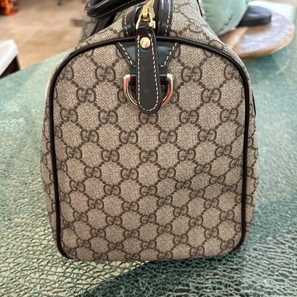 GUCCI GG C Canvas Limited Edition Heart Pattern Boston Bag Brown Leather NWOT - Picture 7 of 15